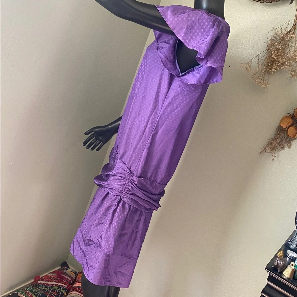 Vintage Purple Ruffle Sleeve Dress - Picture 8 of 11